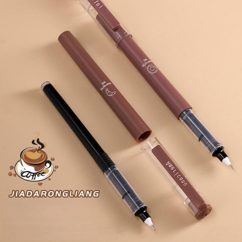 أقلام جيل سائلة بموضوع القهوة، 6 قطع 0.5 مم نقطة دقيقة حبر أسود قلم جيل لا يلطخ لمسة ناعمة لتدوين الملاحظات والرسم في المدرسة، جفاف سريع - Image 4